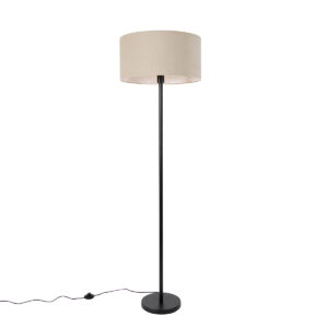 Floor lamp black with shade light brown 50 cm - Simplo