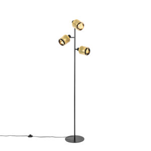 Industrial floor lamp black with gold 3 lights – Kayden