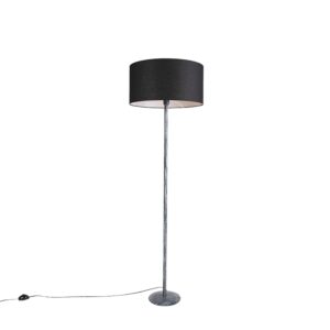 Modern Floor Lamp Weathered Grey with 50cm Black Shade – Simplo