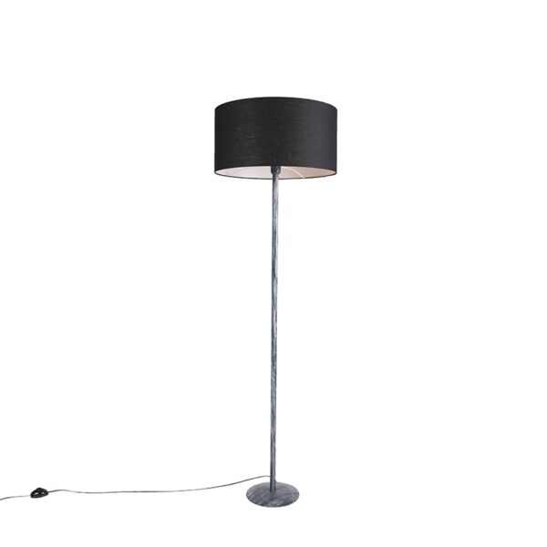 Modern Floor Lamp Weathered Grey with 50cm Black Shade - Simplo
