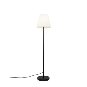 Outdoor floor lamp black with white shade 35 cm IP65 – Virginia