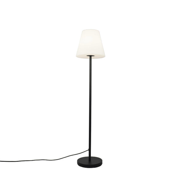Outdoor floor lamp black with white shade 35 cm IP65 - Virginia