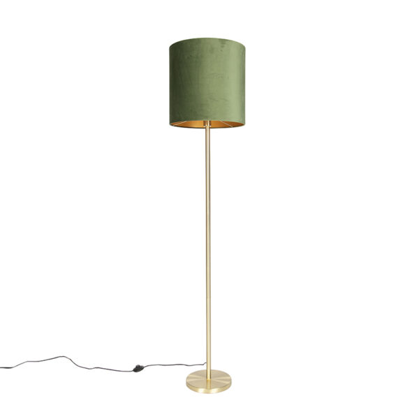 Botanical floor lamp brass with green shade 40 cm - Simplo