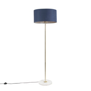 Brass floor lamp with blue shade 50 cm – Kaso