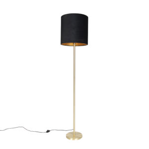 Classic Floor Lamp Brass with 40cm Velvet Black Shade – Simplo