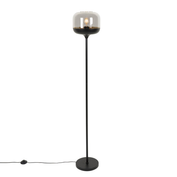 Design floor lamp black with gold and smoke glass - Kyan