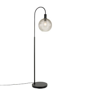 Design floor lamp black with smoke glass – Chico