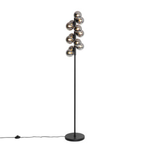 Floor lamp black with smoke glass 12-lights – Bianca