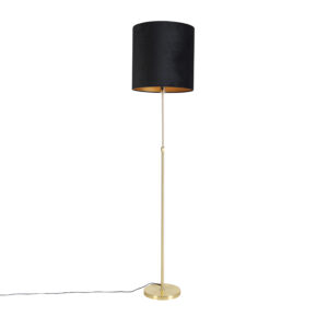Floor lamp gold / brass with velor shade black 40/40 cm – Parte