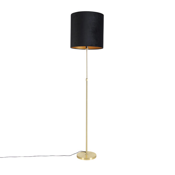 Floor lamp gold / brass with velor shade black 40/40 cm - Parte