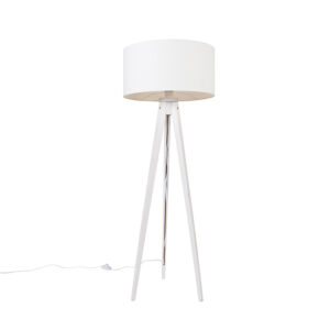 Modern floor lamp tripod white with white shade 50 cm – Tripod Classic