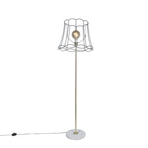 Retro floor lamp brass with Granny frame black 45 cm – Kaso
