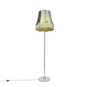 Retro floor lamp brass with Granny shade green 45 cm – Kaso