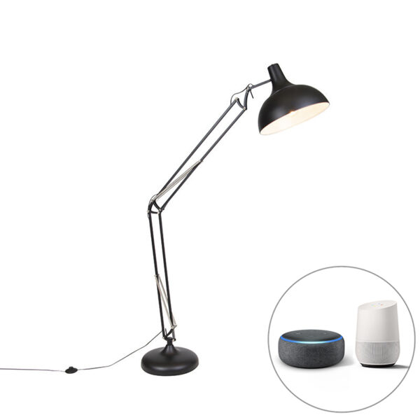 Smart floor lamp black adjustable incl. Wifi A60 - Hobby