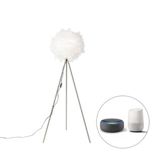 Smart romantic floor lamp white incl. Wifi A60 – Feather