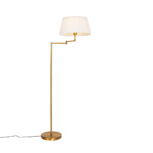 Bronze floor lamp with white pleated shade and adjustable arm – Ladas Deluxe