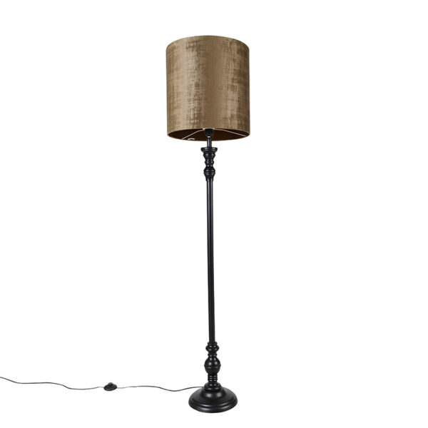 Classic floor lamp black with brown shade 40 cm - Classico