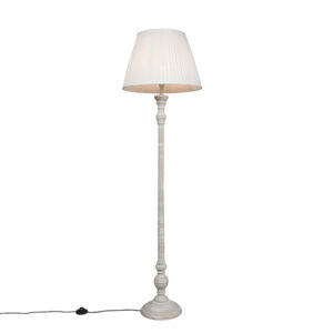 Country floor lamp gray with white pleated shade – Classico
