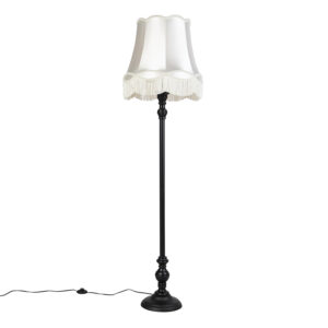 Floor Lamp Black with Cream Granny Shade – Classico