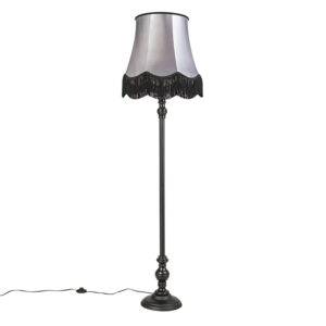 Floor Lamp Black with Grey and Black Granny Shade – Classico