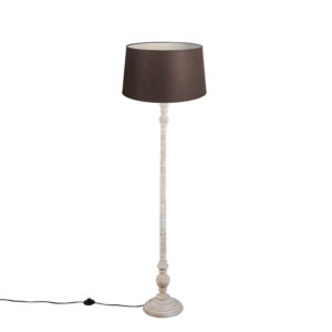 Floor Lamp Grey with 45cm Brown Linen Shade – Classico