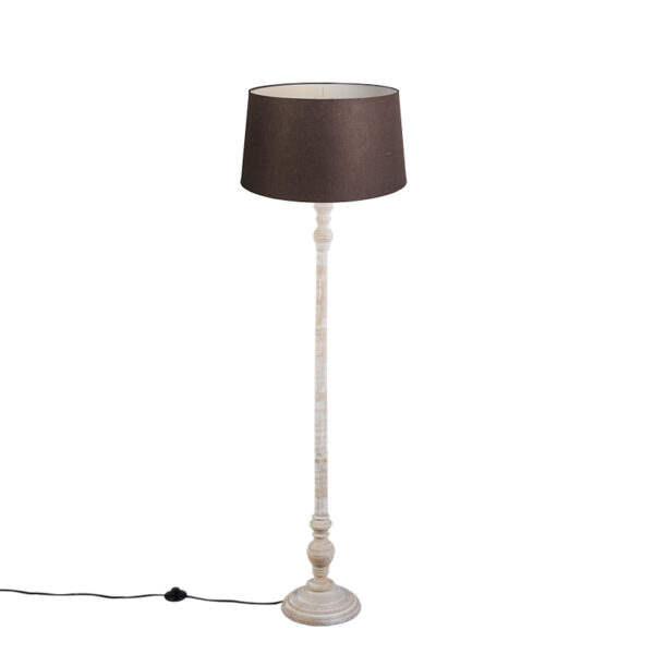 Floor Lamp Grey with 45cm Brown Linen Shade - Classico