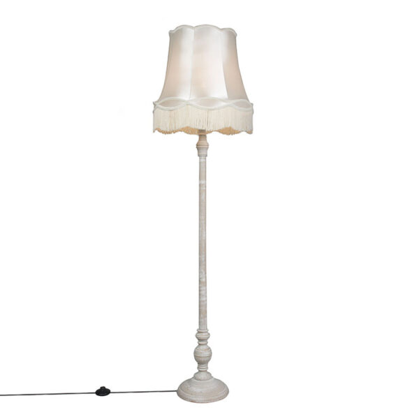 Floor Lamp Grey with 45cm Cream Granny Shade - Classico