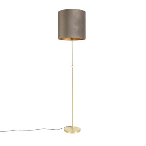 Floor lamp gold / brass with velvet shade taupe 40/40 cm – Parte