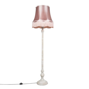Retro floor lamp gray with pink Granny shade – Classico