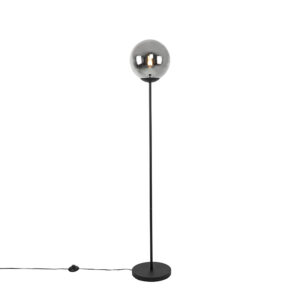 Art Deco floor lamp black with smoke glass – Pallon Mezzi
