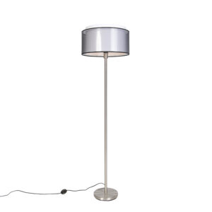 Design floor lamp steel with black and white shade 47 cm – Simplo