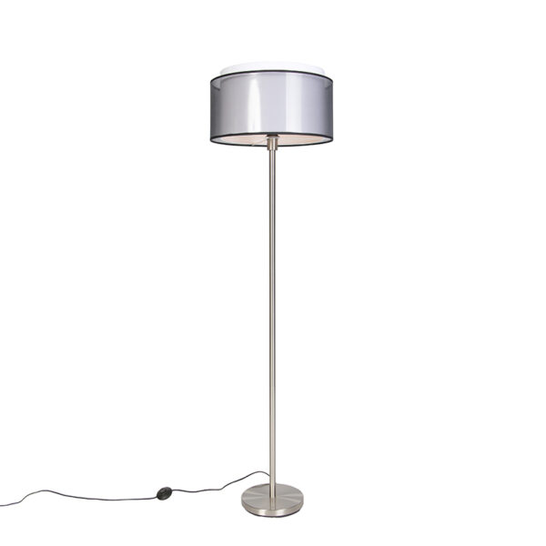 Design floor lamp steel with black and white shade 47 cm - Simplo