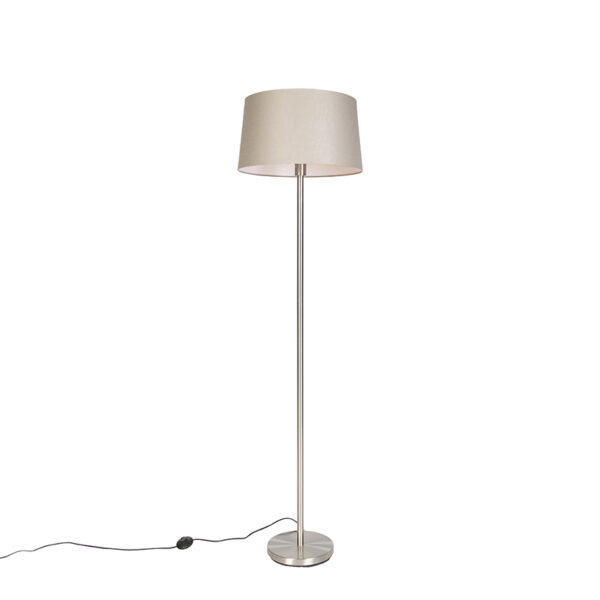 Modern Floor Lamp Steel with 45cm Taupe Shade - Simplo