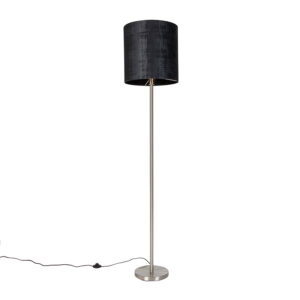 Modern floor lamp steel black fabric shade 40 cm – Simplo