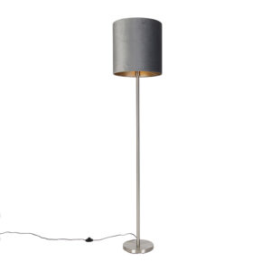 Modern floor lamp steel fabric shade gray 40 cm – Simplo