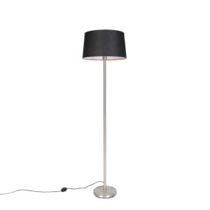 Modern floor lamp steel with black shade 45 cm – Simplo