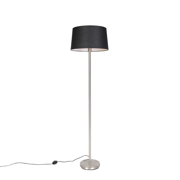 Modern floor lamp steel with black shade 45 cm - Simplo