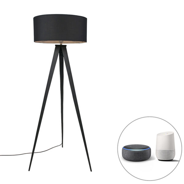 Smart floor lamp black with black shade incl. Wifi A60 - Ilse