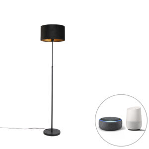 Smart floor lamp black with velor shade black 35 cm incl. Wifi A60 – Parte