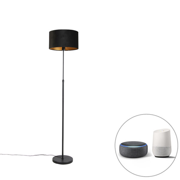 Smart floor lamp black with velor shade black 35 cm incl. Wifi A60 - Parte