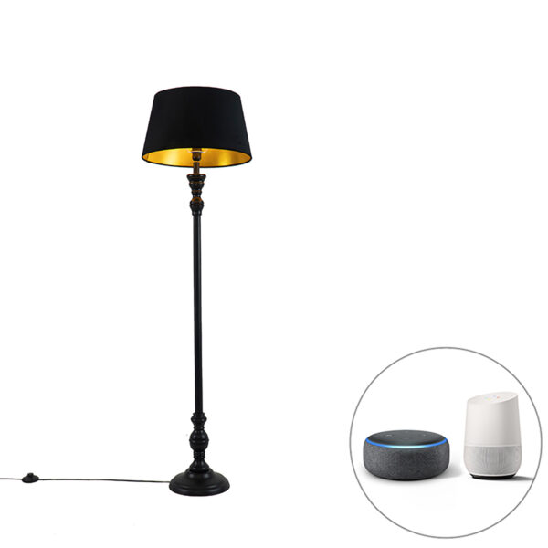 Smart floor lamp with 45 cm shade black incl. Wifi A60 - Classico