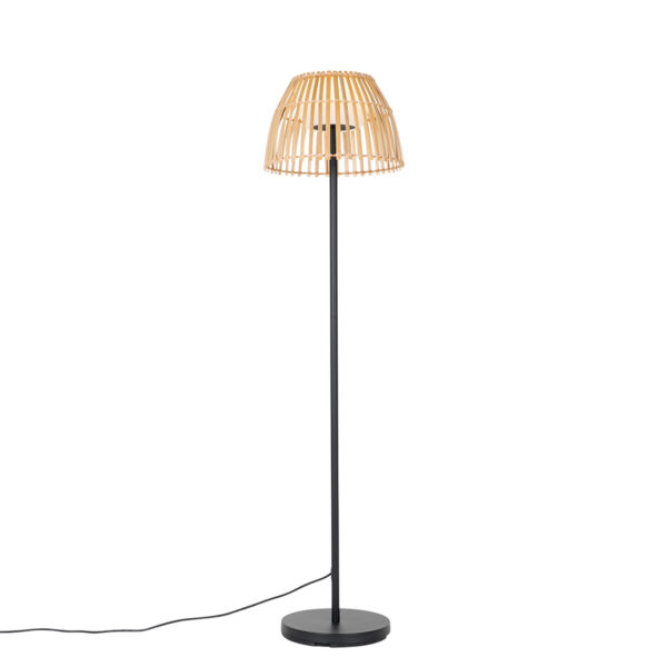 Rural floor lamp black with bamboo incl. LED - Kaiser