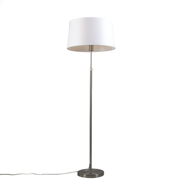 Floor Lamp Steel with 45cm White Shade - Parte