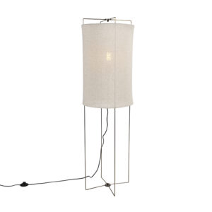 Design floor lamp steel with beige linen shade – Rich