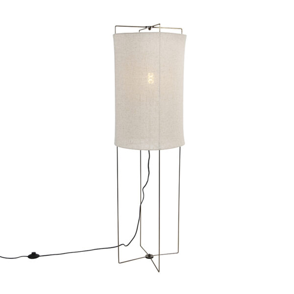 Design floor lamp steel with beige linen shade - Rich