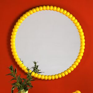 Dar Lighting Ruan Yellow Bobble Frame Mirror 70 cm