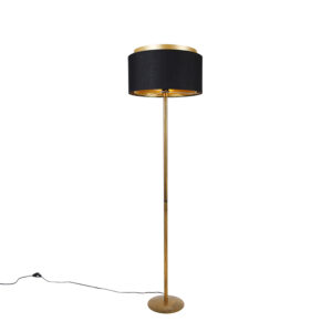 Modern floor lamp gold with shade black with gold – Simplo