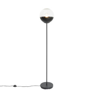 Retro floor lamp black with clear glass – Eclipse