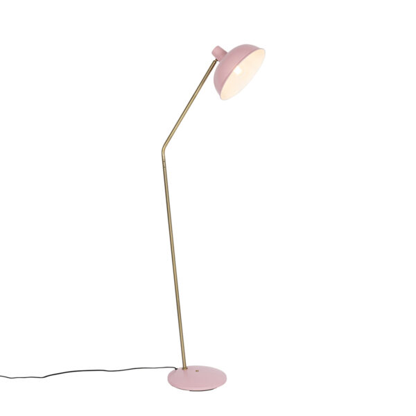 Retro floor lamp pink with bronze - Milou
