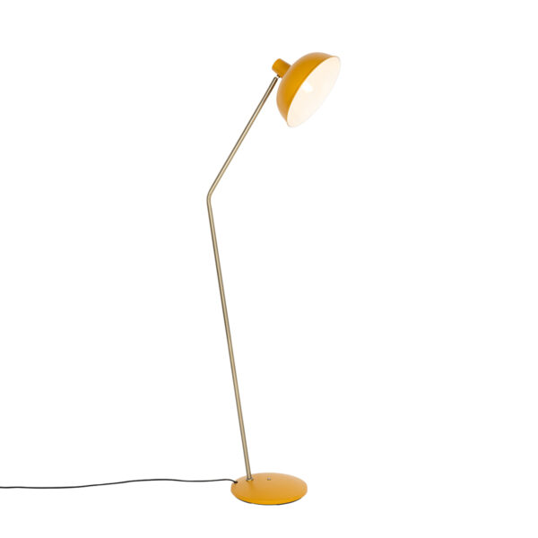 Retro floor lamp yellow with bronze - Milou
